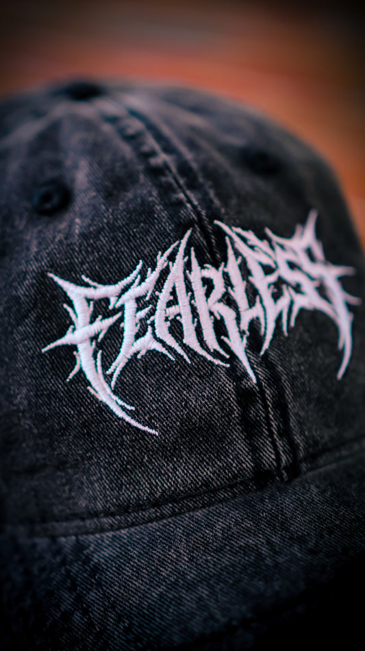 Fearless Heavy Metal Hat Silver on Black