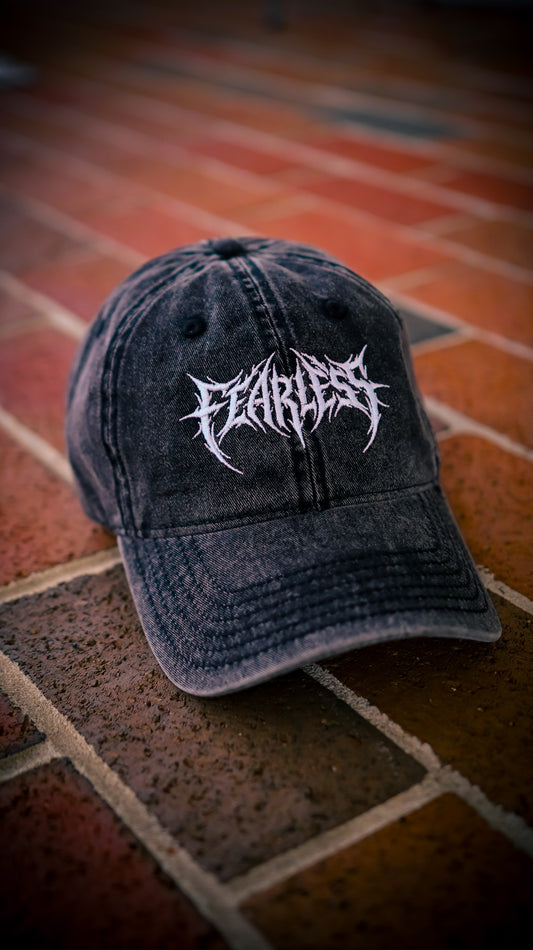 Fearless Heavy Metal Hat Silver on Black
